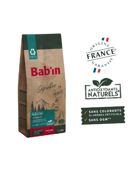 BABIN CHAT ADULTE CANARD 1.5 KG, 3 KG et 6 kg